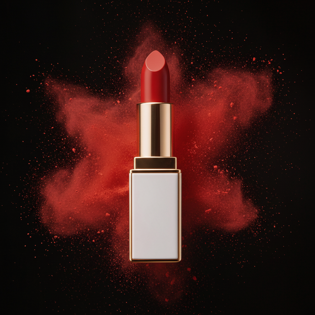 Scarlet Luxe Satin Lipstick - top view overhead shot