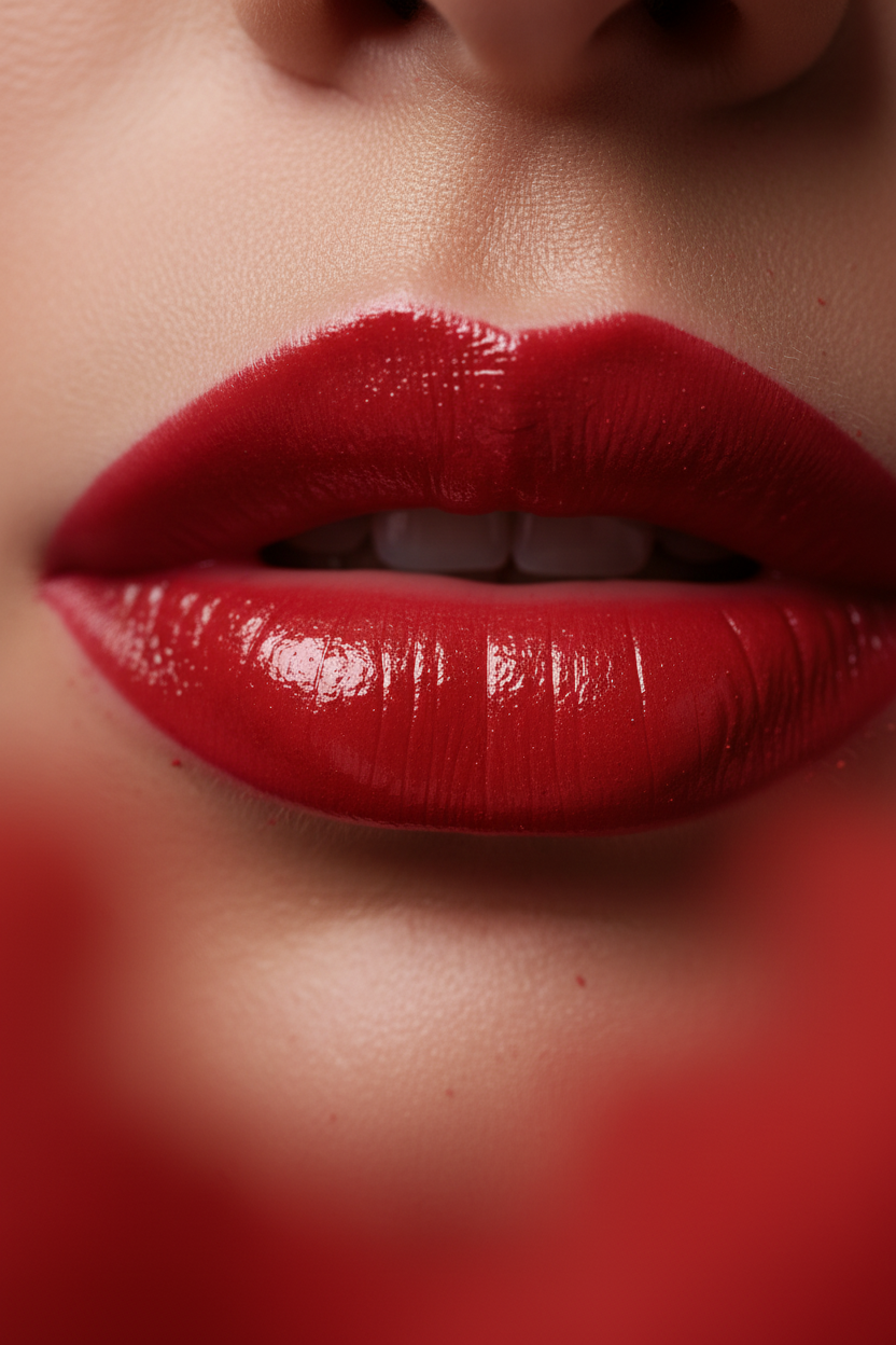 Scarlet Luxe Satin Lipstick - close-up lip swatch application