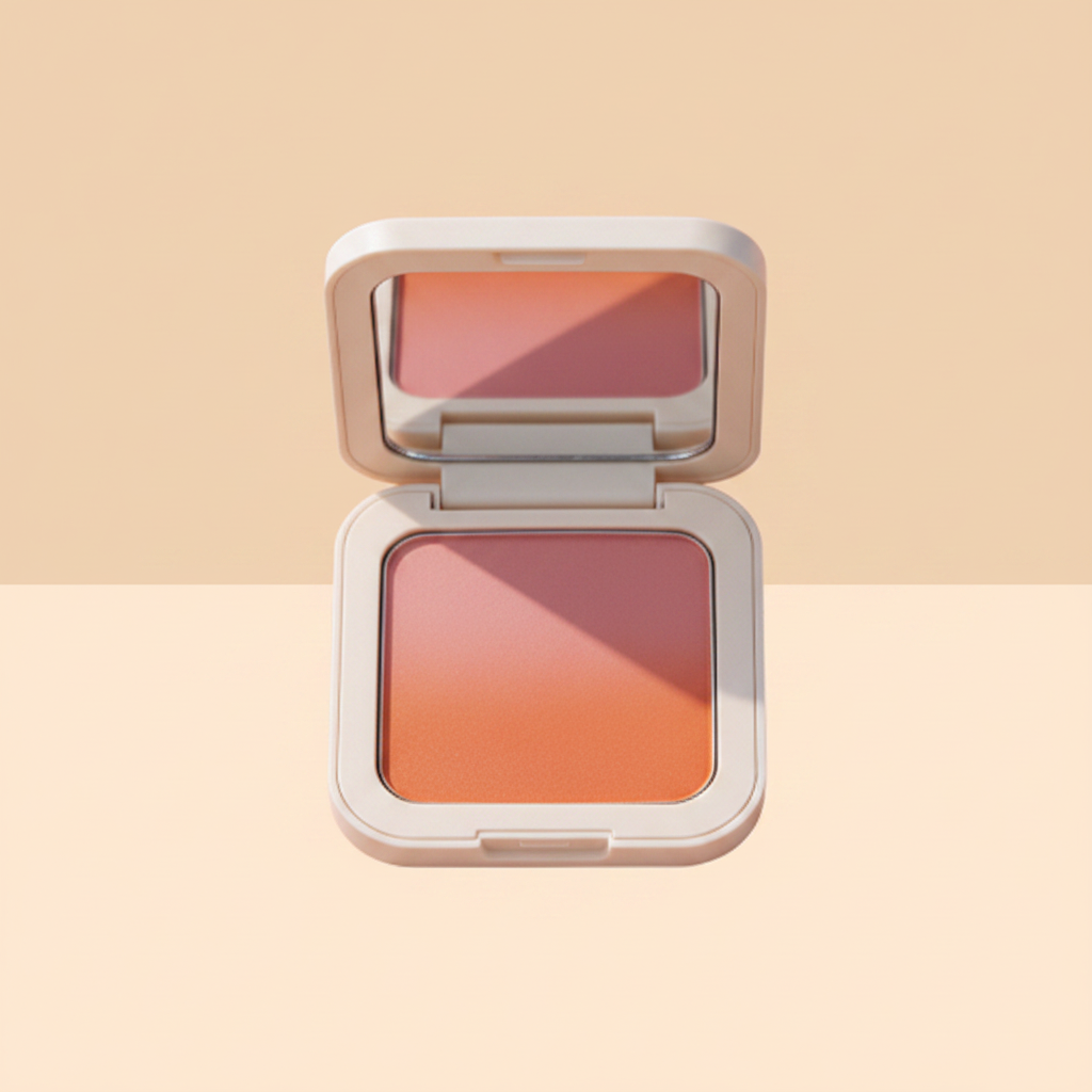 Sunset Glow Dual-Tone Blush Compact - Flat Lay Top View