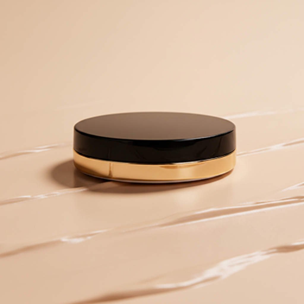 Velvet Glow Cushion Foundation - side profile of closed compact with gold rim