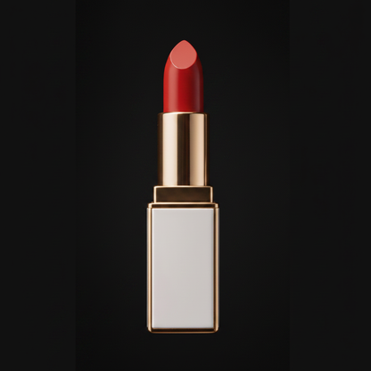 Scarlet Luxe Satin Lipstick - side profile showing gold band detail