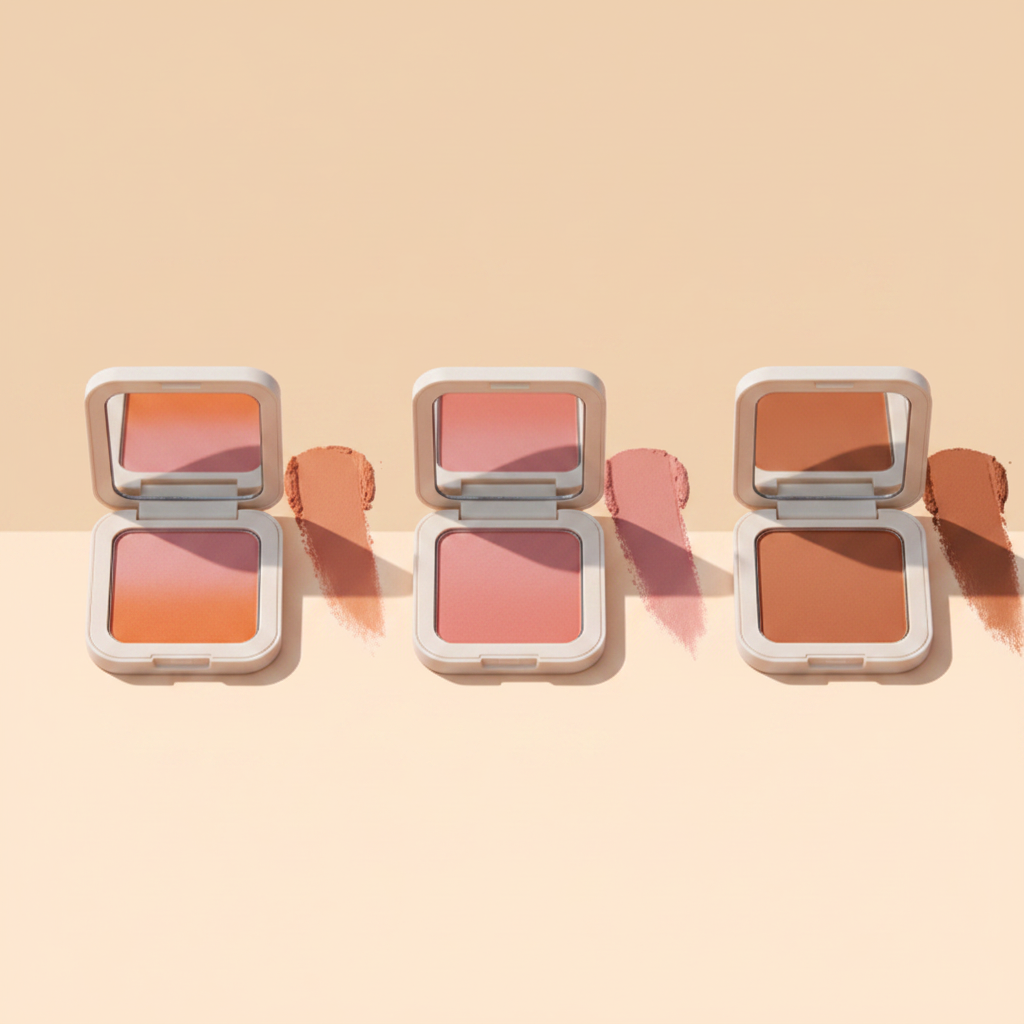 Sunset Glow Dual-Tone Blush - Three Shade Color Comparison