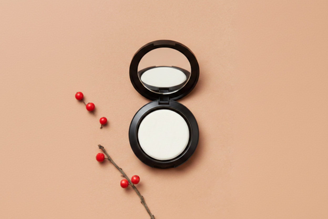 Pressed Powder Compact - Lifestyle Flat Lay